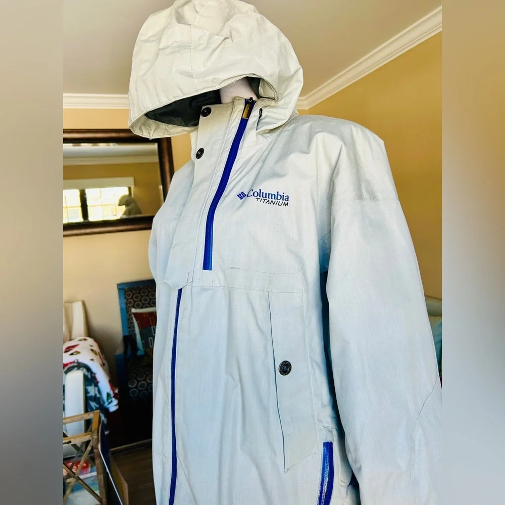 Columbia Titanium Gray Shreddin Shell Jacket Cyberstretch Offset Zip Large